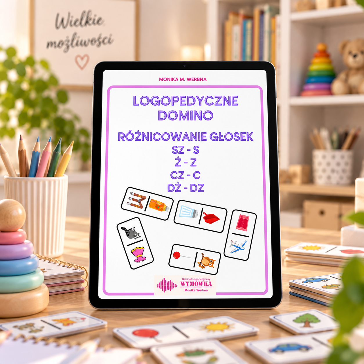 Domino logopedyczne – różnicowanie szeregu szumiącego i syczącego